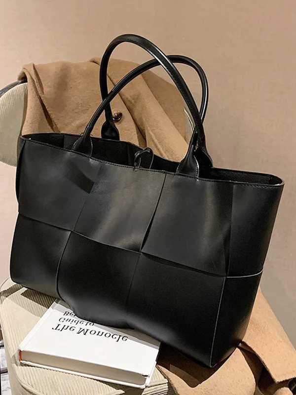 Solid Color Split-Joint Bags Handbags Tote Bags - Image 7