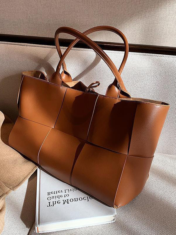 Solid Color Split-Joint Bags Handbags Tote Bags - Image 8