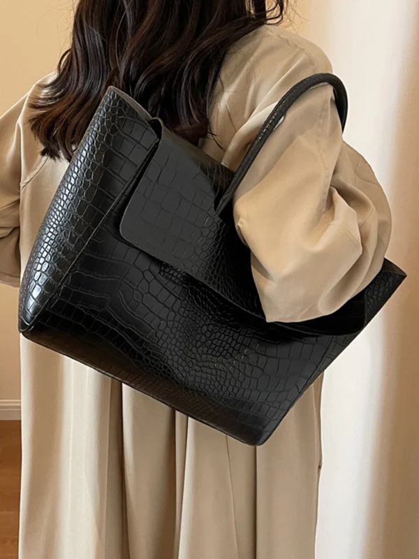 Solid Color Split-Joint Bags Handbags Tote Bags - Image 3
