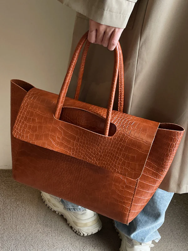 Solid Color Split-Joint Bags Handbags Tote Bags - Image 6
