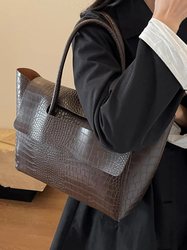 Solid Color Split-Joint Bags Handbags Tote Bags - Image 7