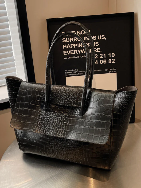 Solid Color Split-Joint Bags Handbags Tote Bags - Image 8