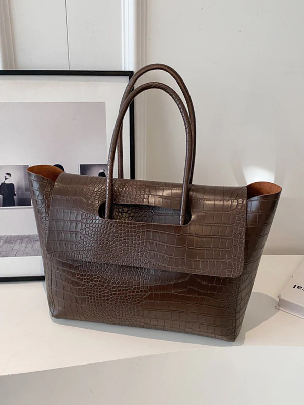 Solid Color Split-Joint Bags Handbags Tote Bags - Image 9
