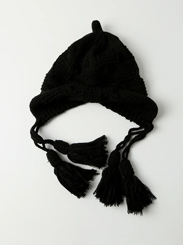 Solid Color Split-Joint Tasseled Knitted Hats - Image 6