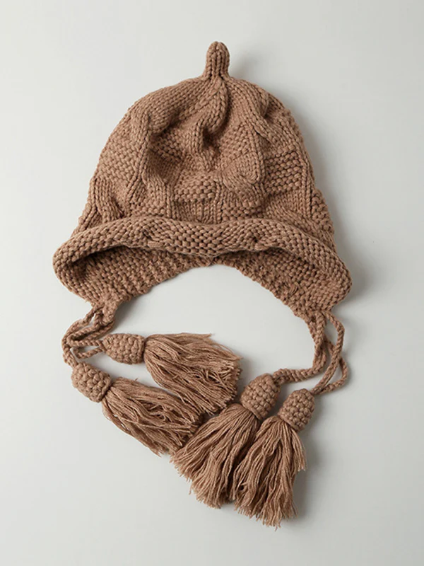 Solid Color Split-Joint Tasseled Knitted Hats - Image 7