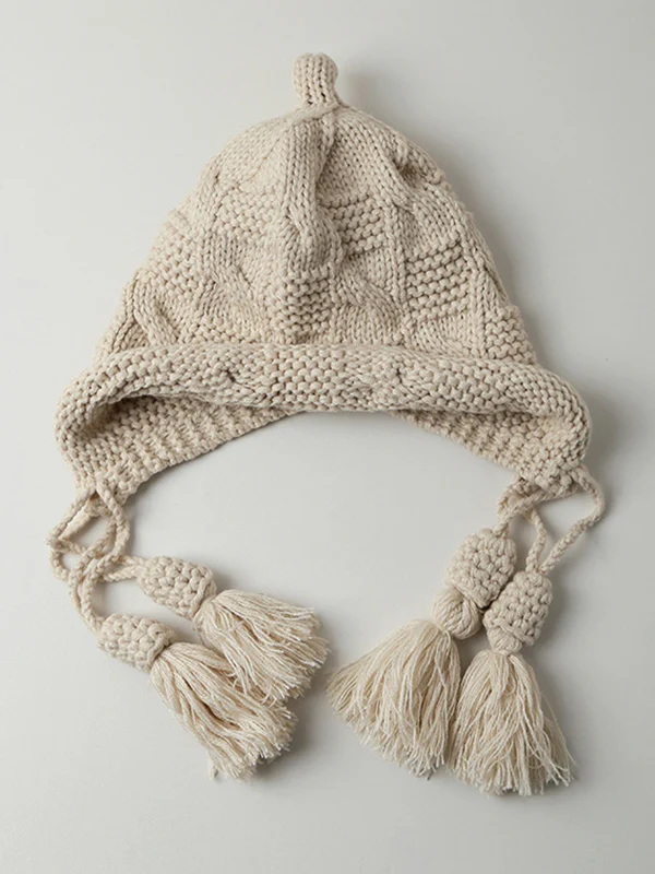 Solid Color Split-Joint Tasseled Knitted Hats - Image 8