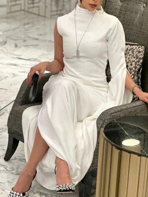 Solid Color Split-Side All-Match Flying Sleeves Maxi Dresses - Image 2