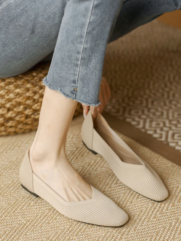 Solid Color Square-Toe Flats Shoes - Image 13
