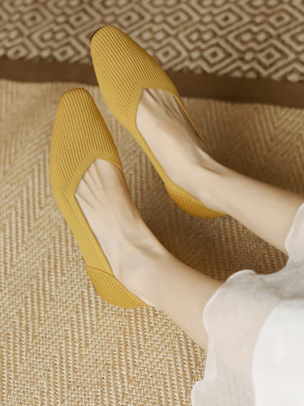 Solid Color Square-Toe Flats Shoes - Image 14