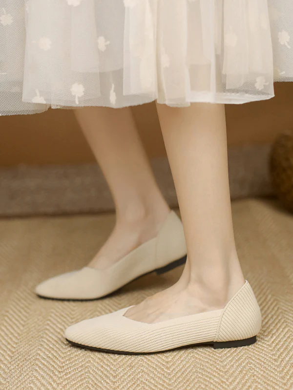 Solid Color Square-Toe Flats Shoes - Image 16