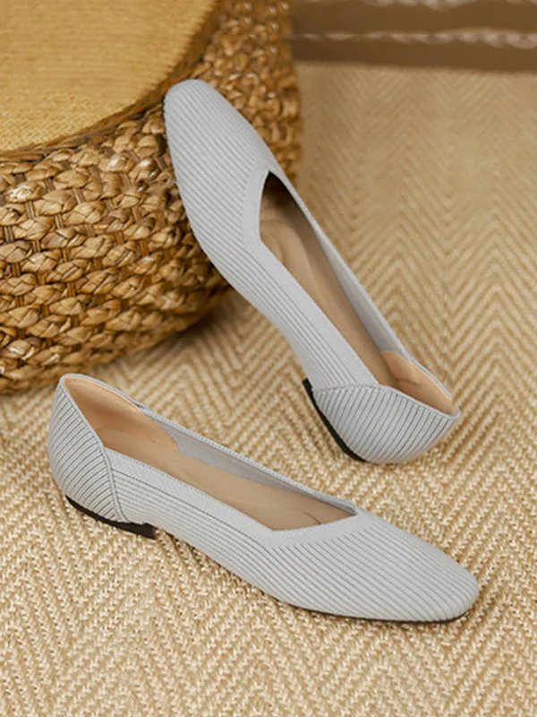 Solid Color Square-Toe Flats Shoes - Image 22