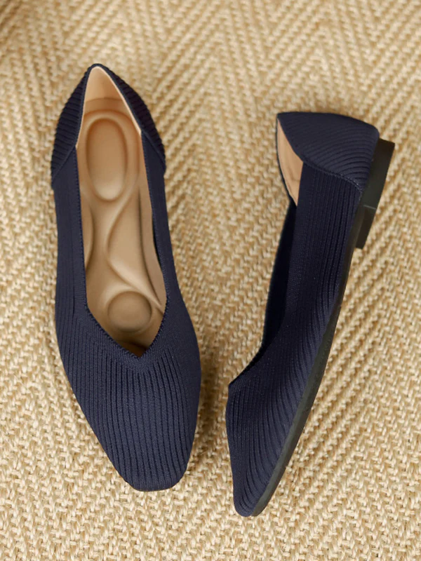 Solid Color Square-Toe Flats Shoes - Image 24