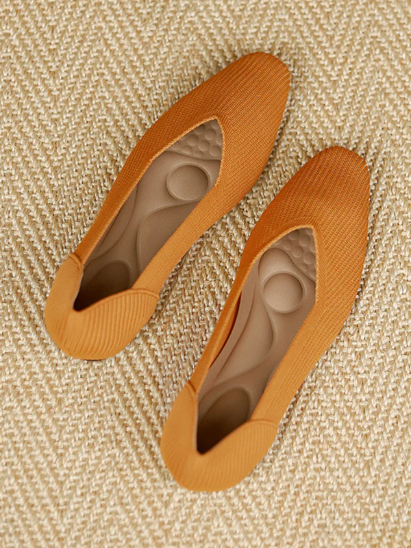 Solid Color Square-Toe Flats Shoes - Image 27