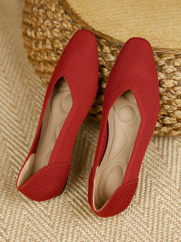 Solid Color Square-Toe Flats Shoes - Image 28