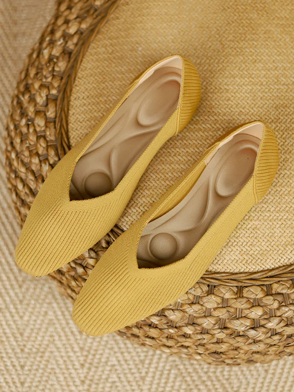 Solid Color Square-Toe Flats Shoes - Image 29
