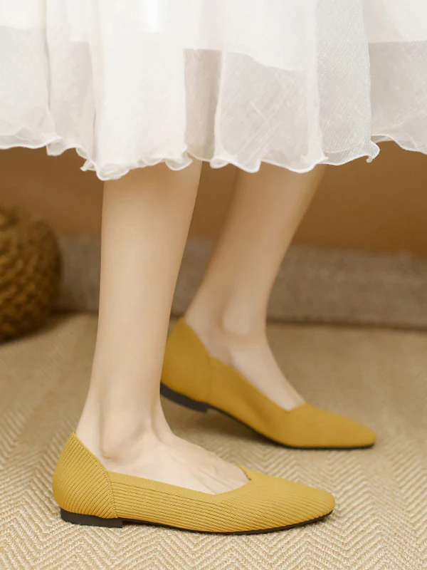 Solid Color Square-Toe Flats Shoes - Image 3