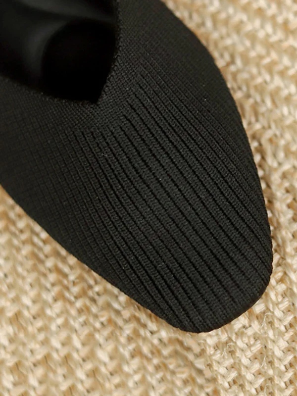 Solid Color Square-Toe Flats Shoes - Image 31