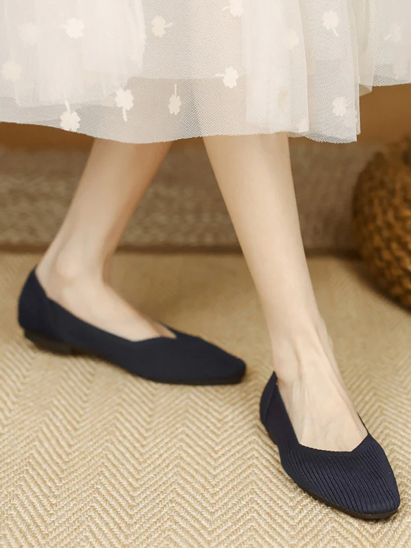 Solid Color Square-Toe Flats Shoes - Image 8
