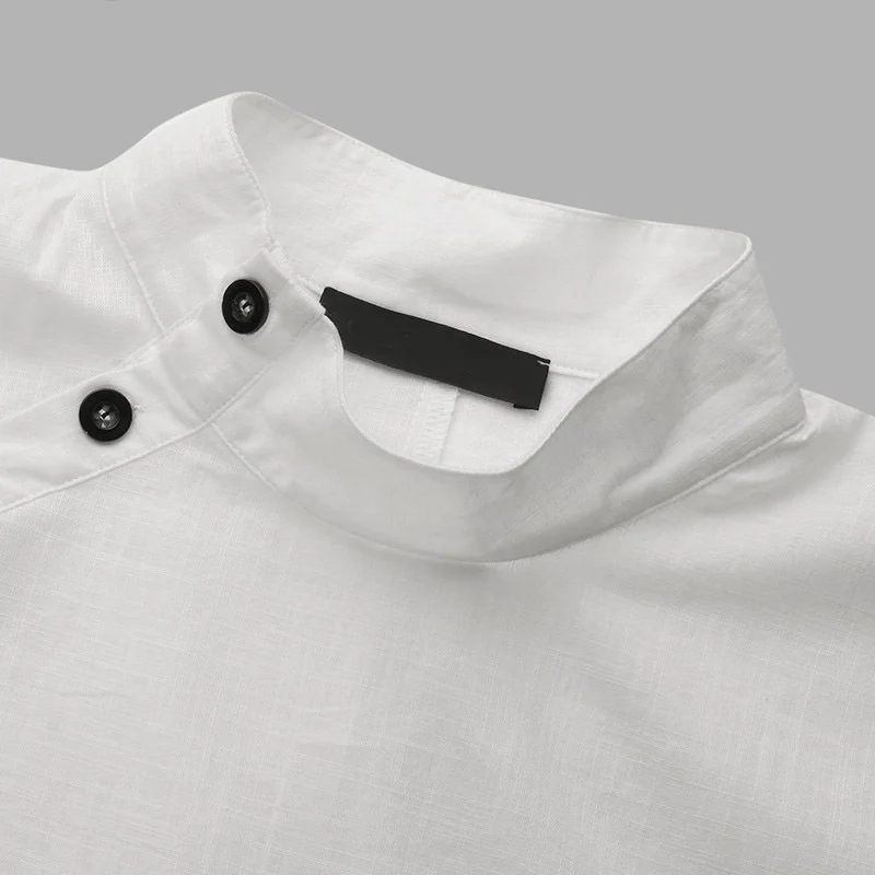 Solid Color Stand Collar Cap-Sleeve Shirts - Image 8