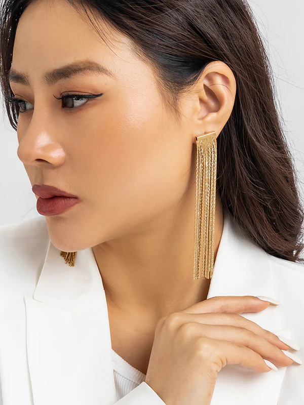 Solid Color Tasseled Earrings Accessories - Image 3