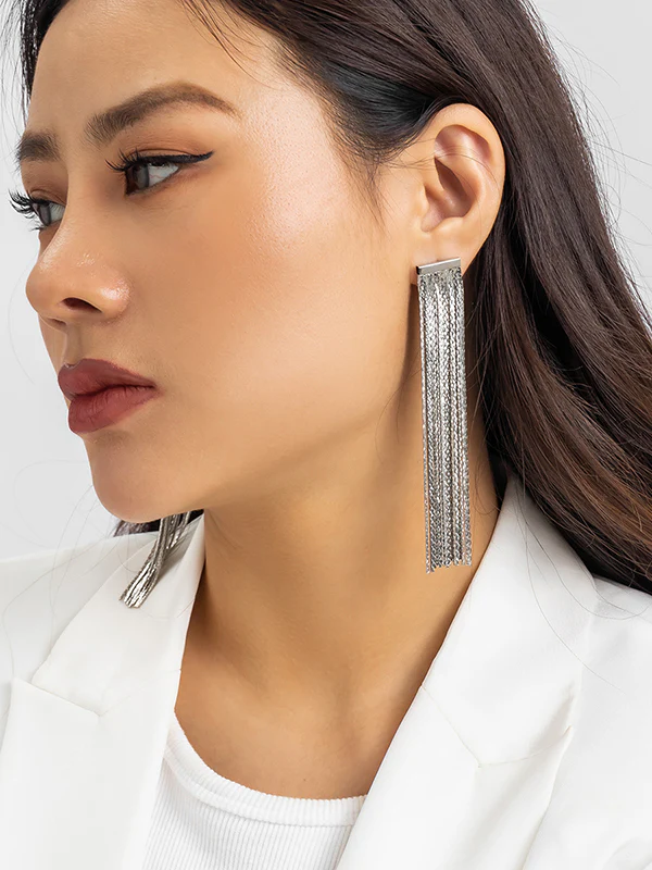 Solid Color Tasseled Earrings Accessories - Image 4