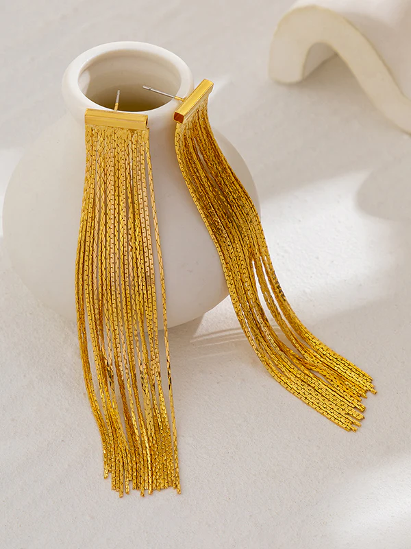 Solid Color Tasseled Earrings Accessories - Image 7