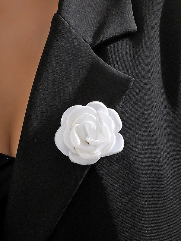 Solid Color Three-Dimensional Flower Brooch Accessories - Image 3