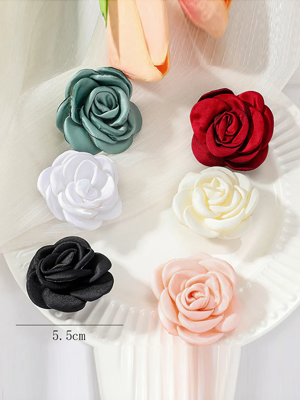 Solid Color Three-Dimensional Flower Brooch Accessories - Image 7