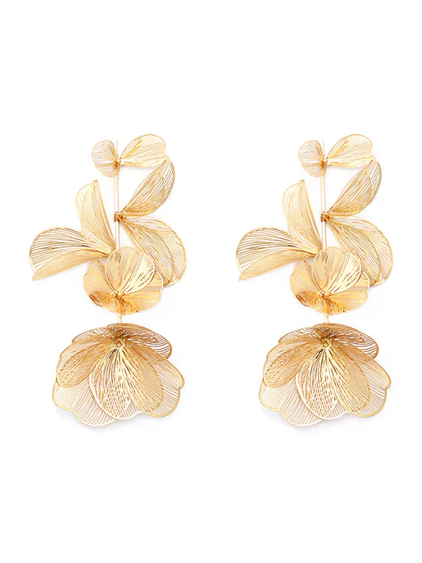 Solid Color Three-Dimensional Flower Drop Earrings - Image 7