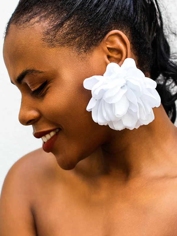 Solid Color Three-Dimensional Flower Drop Earrings - Image 13