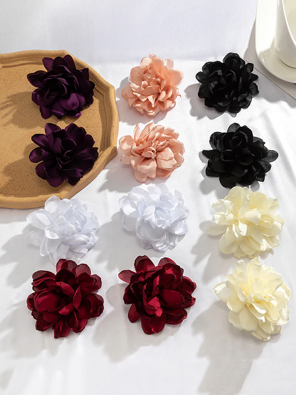Solid Color Three-Dimensional Flower Drop Earrings - Image 16
