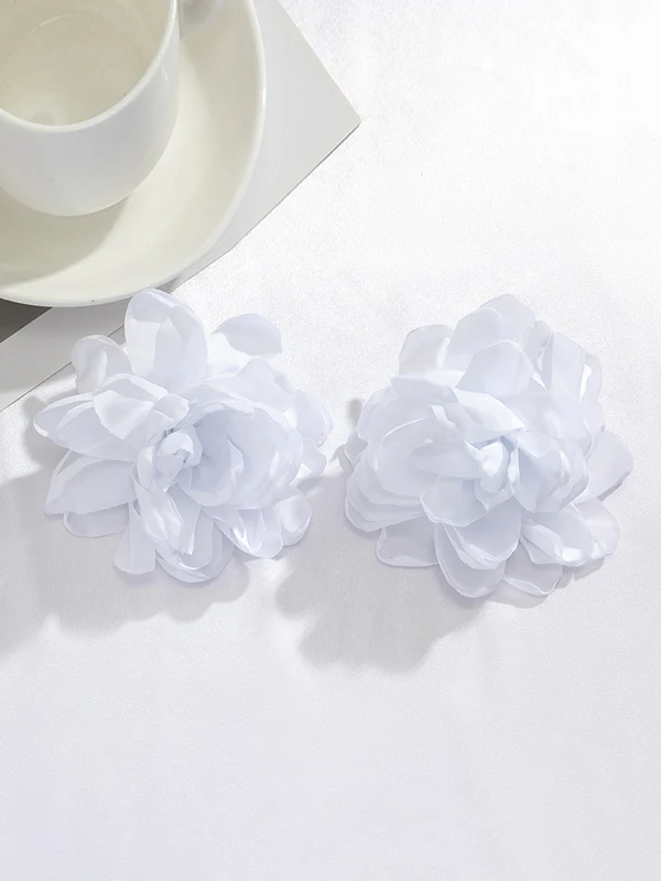 Solid Color Three-Dimensional Flower Drop Earrings - Image 17