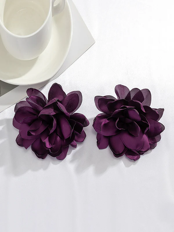 Solid Color Three-Dimensional Flower Drop Earrings - Image 18