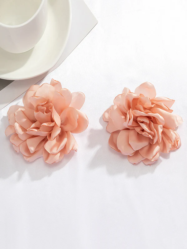 Solid Color Three-Dimensional Flower Drop Earrings - Image 19