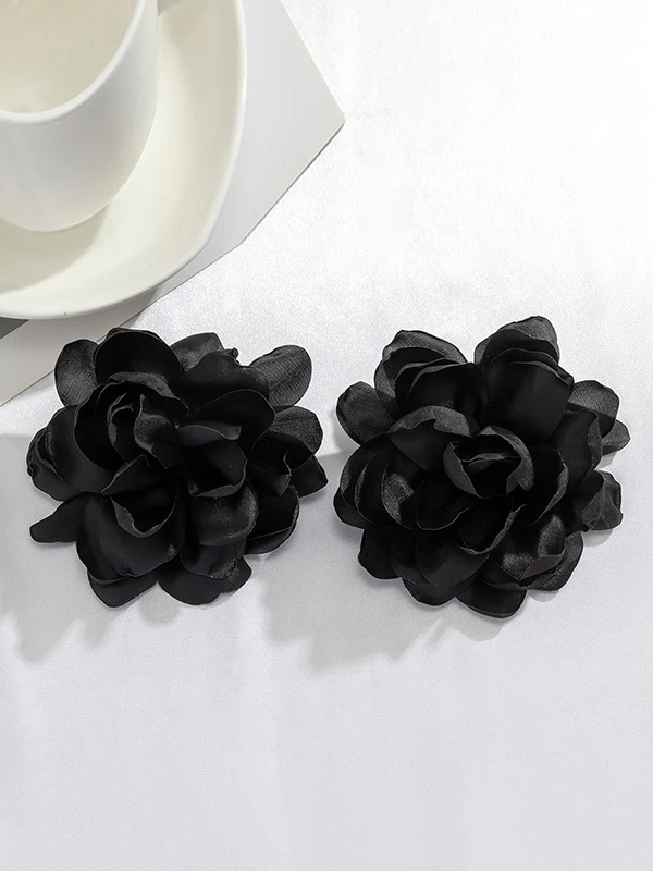 Solid Color Three-Dimensional Flower Drop Earrings - Image 20