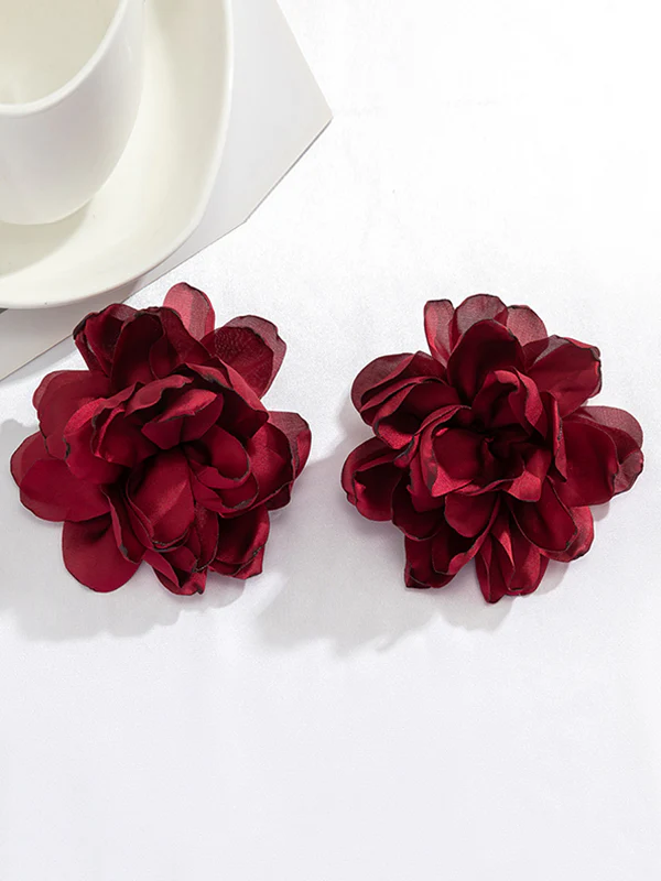 Solid Color Three-Dimensional Flower Drop Earrings - Image 21