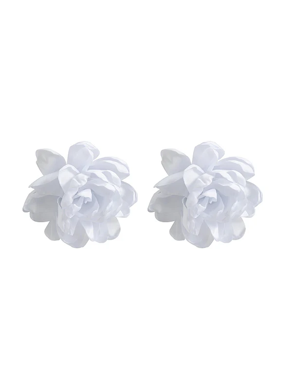 Solid Color Three-Dimensional Flower Drop Earrings - Image 25