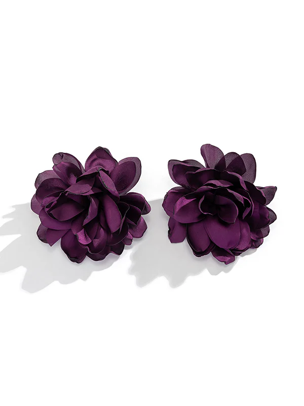 Solid Color Three-Dimensional Flower Drop Earrings - Image 26