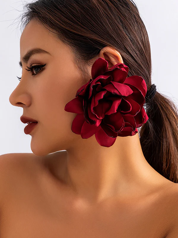 Solid Color Three-Dimensional Flower Drop Earrings - Image 7