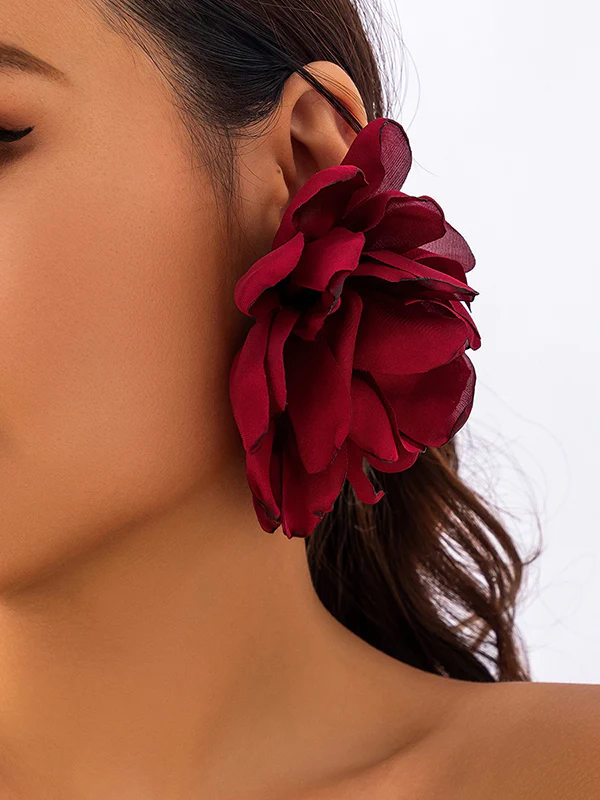 Solid Color Three-Dimensional Flower Drop Earrings - Image 8