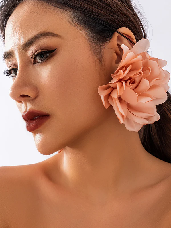 Solid Color Three-Dimensional Flower Drop Earrings - Image 9