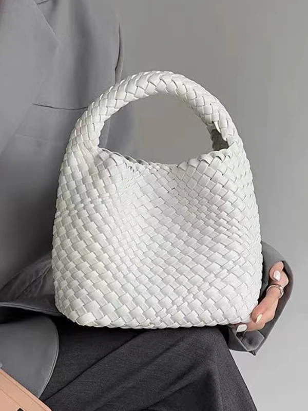 Solid Color Woven Bags Handbags - Image 10