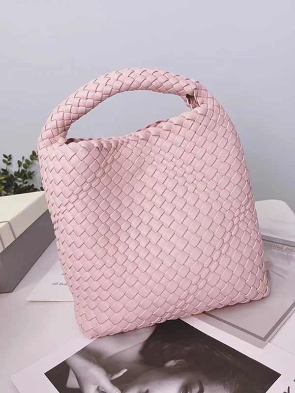 Solid Color Woven Bags Handbags - Image 12