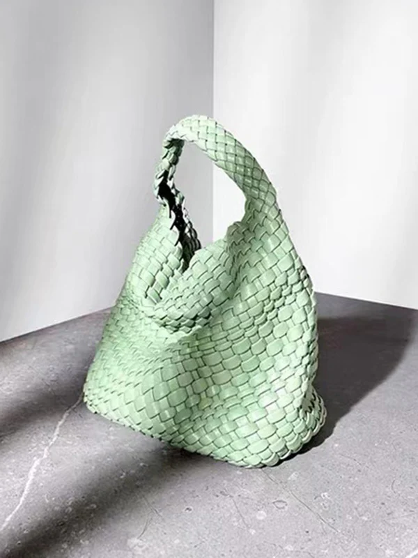Solid Color Woven Bags Handbags - Image 19
