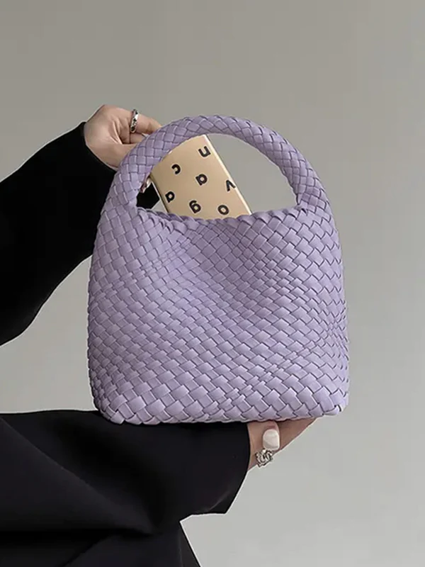 Solid Color Woven Bags Handbags - Image 2