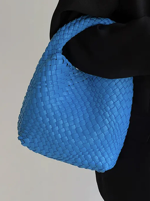 Solid Color Woven Bags Handbags - Image 5