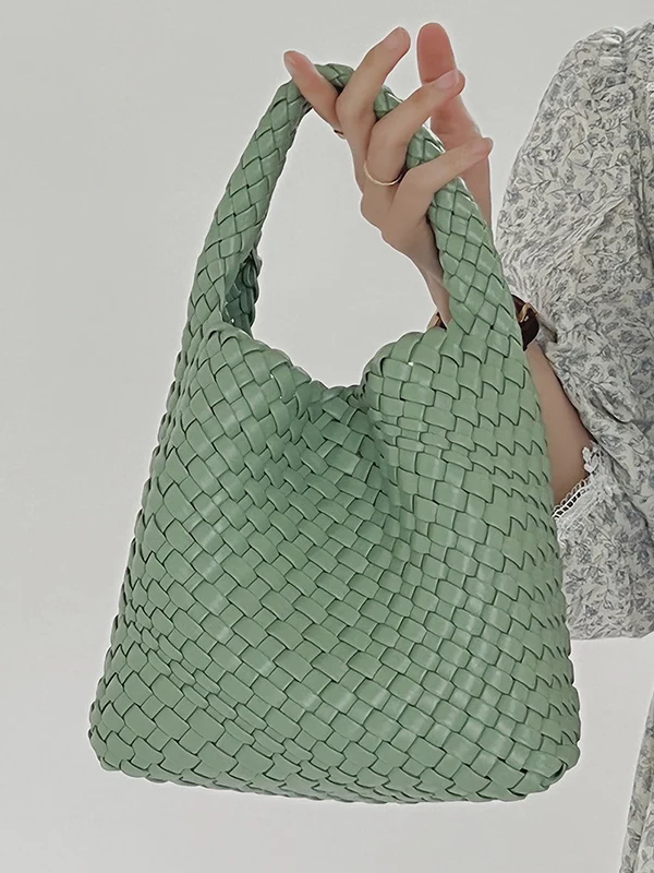 Solid Color Woven Bags Handbags - Image 8
