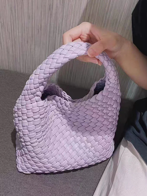 Solid Color Woven Bags Handbags - Image 9