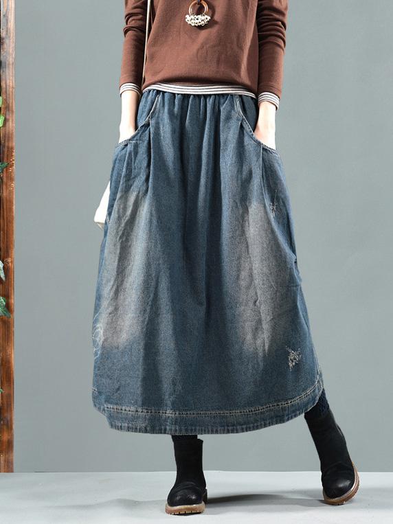 Split-joint Denim Skirt Bottom - Image 2