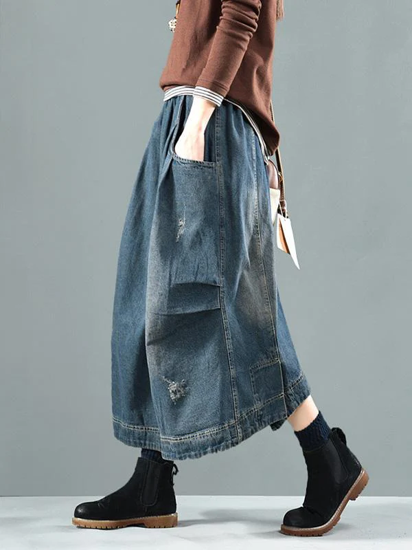 Split-joint Denim Skirt Bottom - Image 3